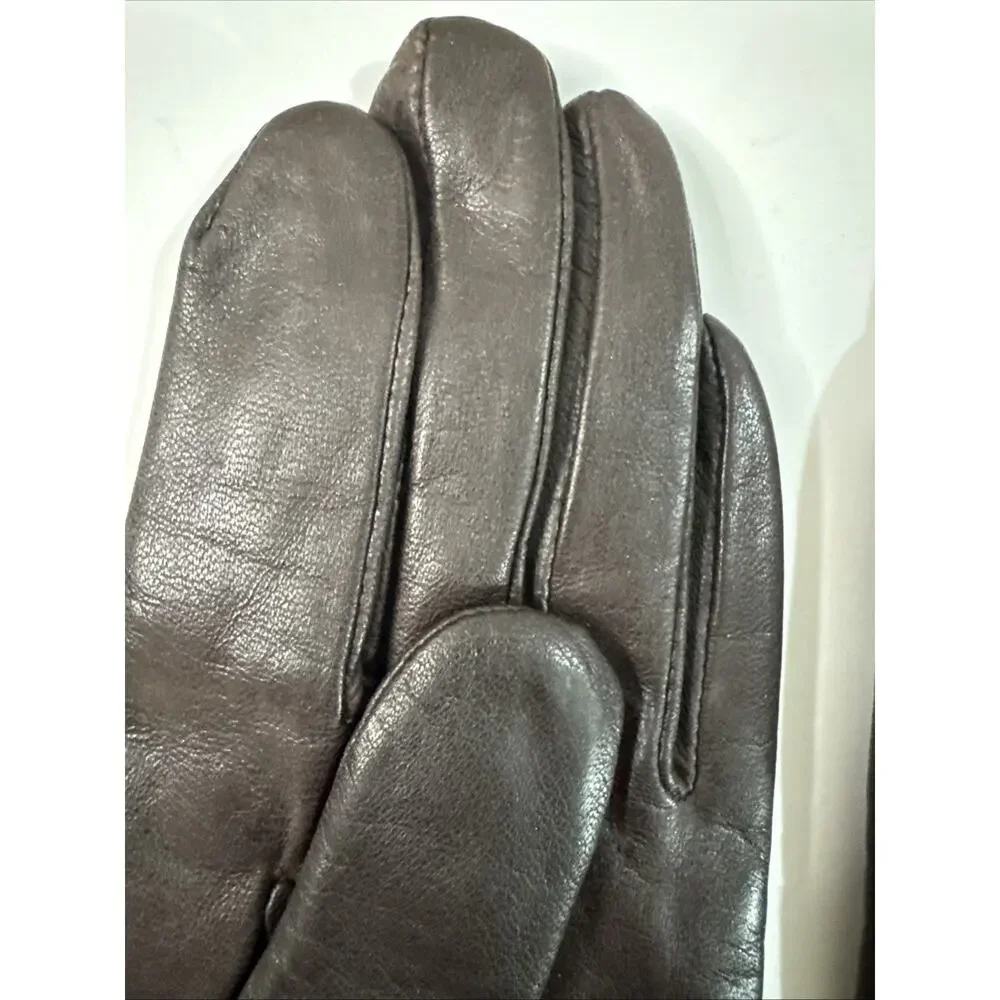 Vintage Grandoe Womens Brown Leather Gloves Small S Lined Winter Driving Classic